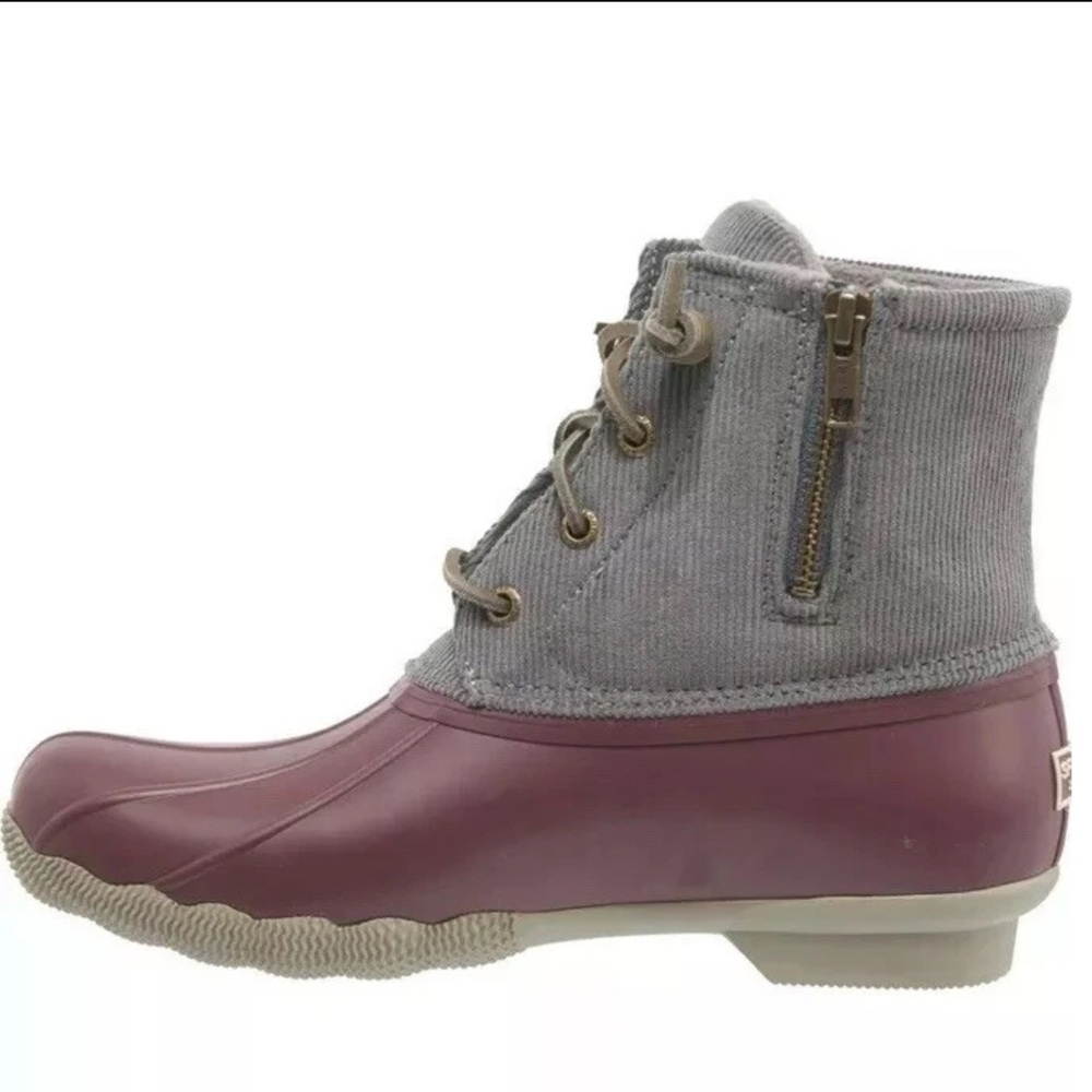 Sperry Gray and Purple Winter Rain Boots